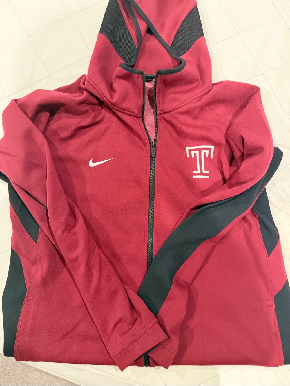 Nike Red and Black Full-Zip Temple Hoodie